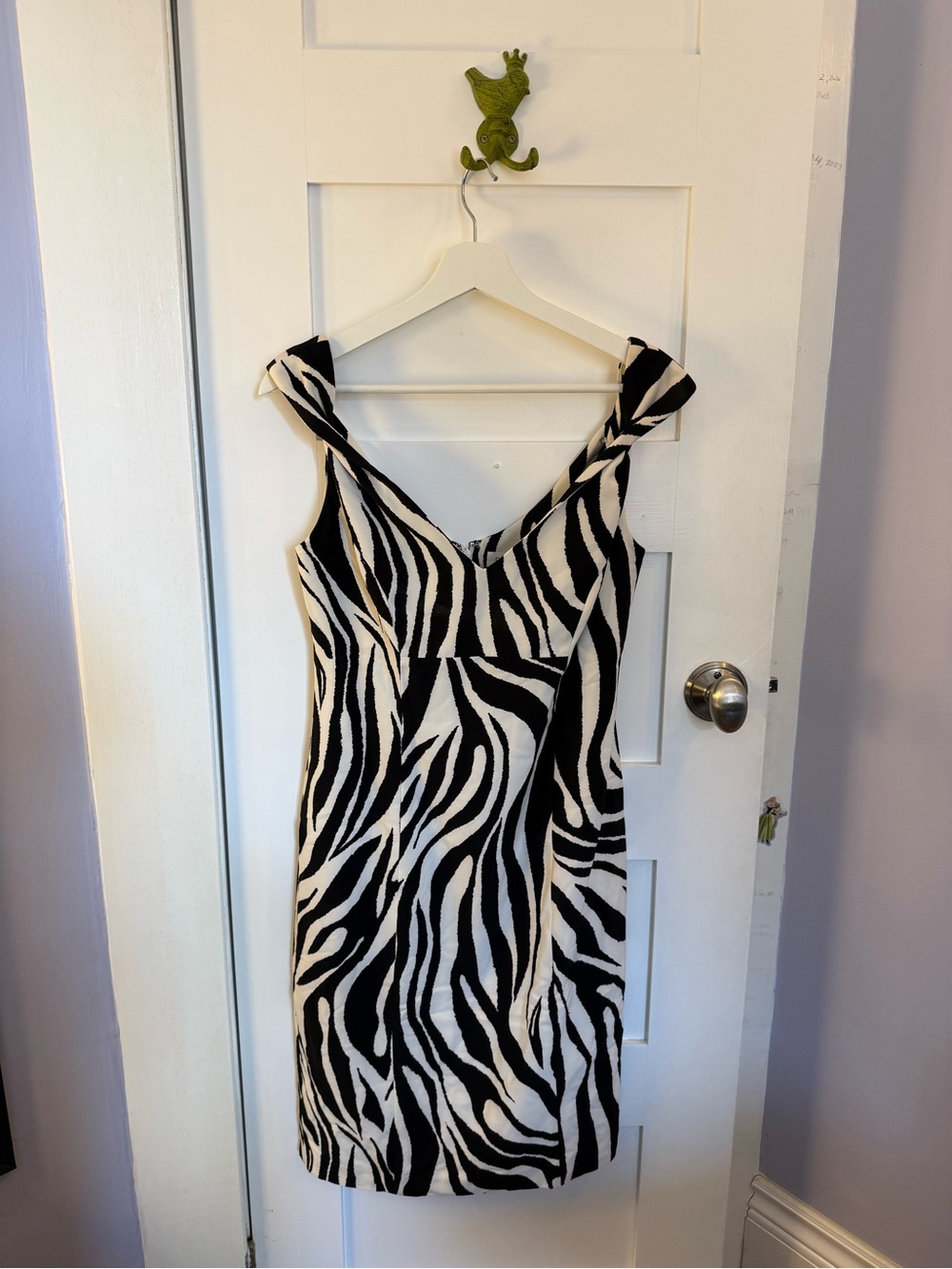 Calvin Klein Black & White Zebra Print Cocktail Dress
